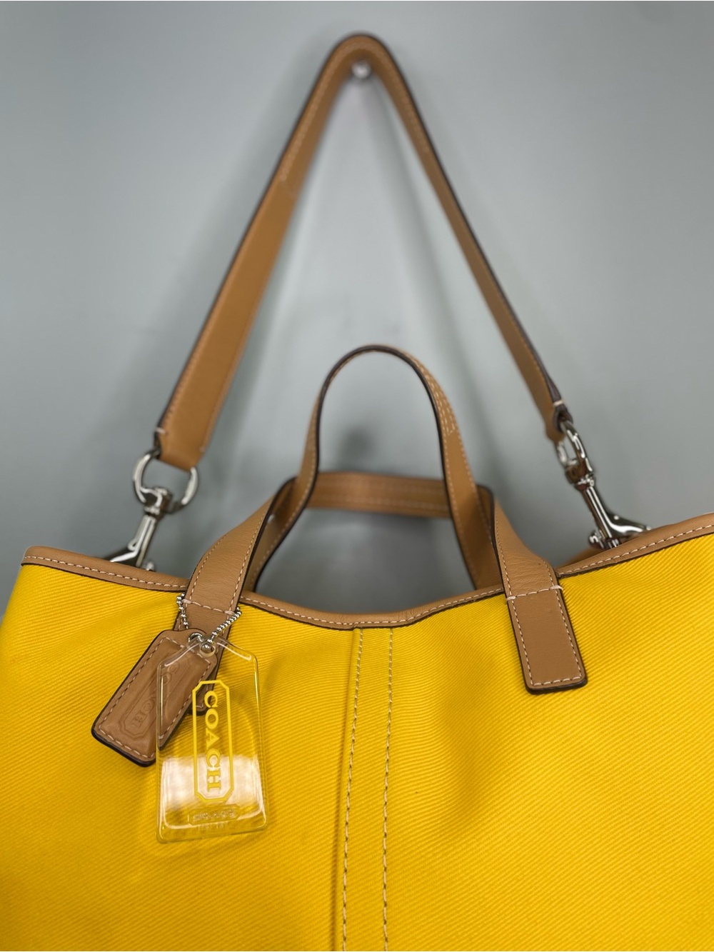Coach Hadley Twill Large Duffel Tote in Sunflower Yellow - Picture 8 of 14